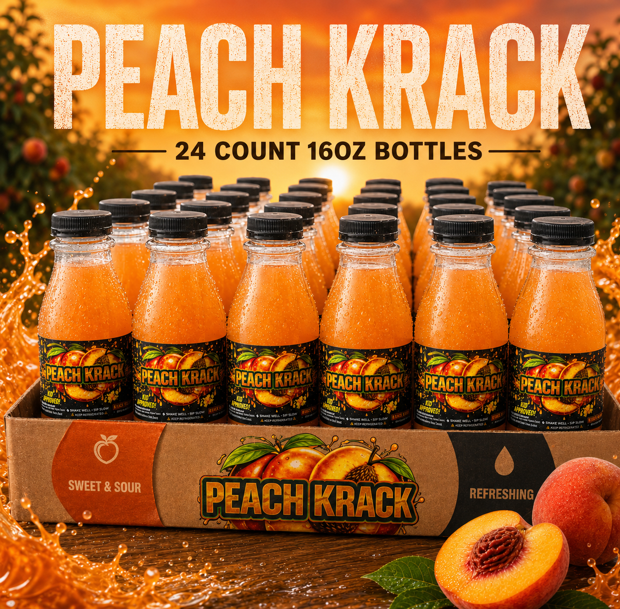 Peach Krack 16oz Bottles (24 Pack)