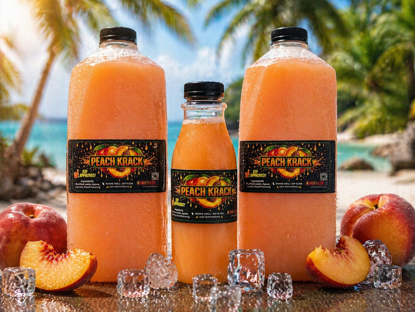 (Peach Krack) Two 64oz Jugs + One 16oz Bottle